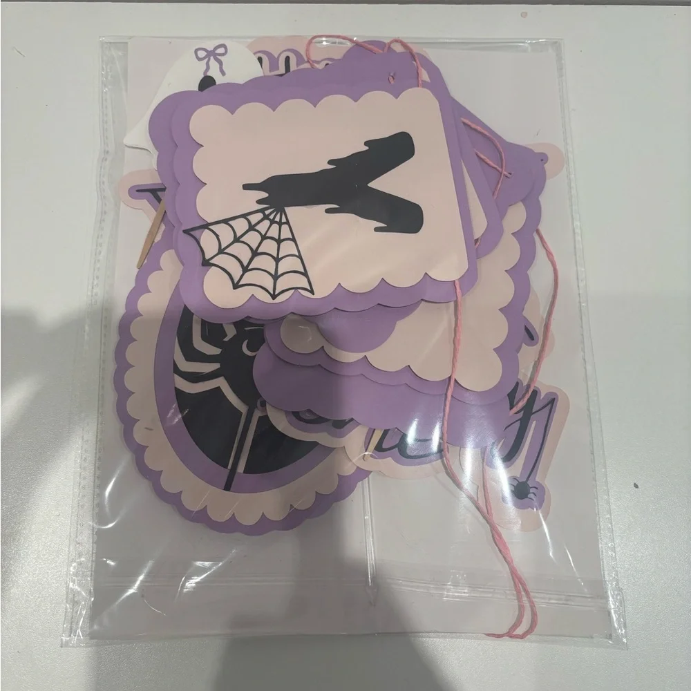 Spider Web Happy Birthday Cake Topper - Purple